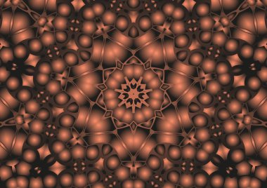 Dijital illüstrasyon, geometrik soyut renkli kaleydoskop simetrik desen ve gradyan etkisi. Klasik güzel dekoratif arkaplan