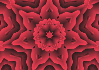 Dijital illüstrasyon, geometrik soyut renkli kaleydoskop simetrik desen ve gradyan etkisi. Klasik güzel dekoratif arkaplan