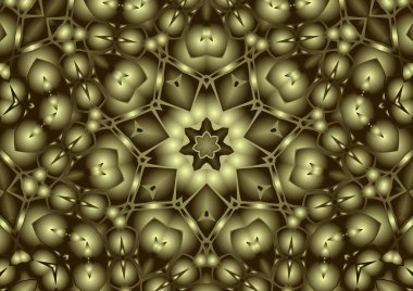 Dijital illüstrasyon, geometrik soyut renkli kaleydoskop simetrik desen ve gradyan etkisi. Klasik güzel dekoratif arkaplan