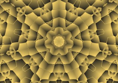 Dijital illüstrasyon, geometrik soyut renkli kaleydoskop simetrik desen ve gradyan etkisi. Klasik güzel dekoratif arkaplan