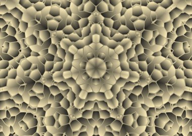 Dijital illüstrasyon, geometrik soyut renkli kaleydoskop simetrik desen ve gradyan etkisi. Klasik güzel dekoratif arkaplan