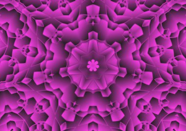 Dijital illüstrasyon, geometrik soyut renkli kaleydoskop simetrik desen ve gradyan etkisi. Klasik güzel dekoratif arkaplan