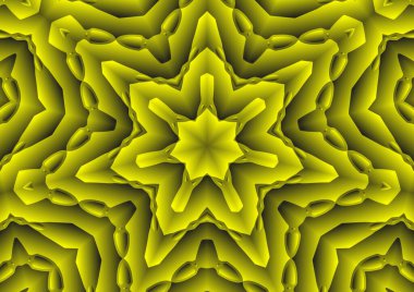 Dijital illüstrasyon, geometrik soyut renkli kaleydoskop simetrik desen ve gradyan etkisi. Klasik güzel dekoratif arkaplan