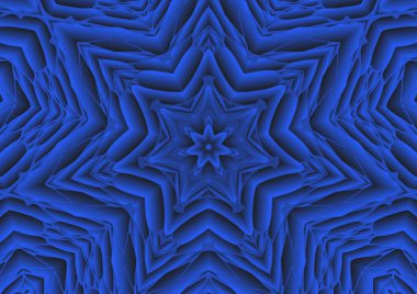 Dijital illüstrasyon, geometrik soyut renkli kaleydoskop simetrik desen ve gradyan etkisi. Klasik güzel dekoratif arkaplan