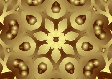 Dijital illüstrasyon, geometrik soyut renkli kaleydoskop simetrik desen ve gradyan etkisi. Klasik güzel dekoratif arkaplan