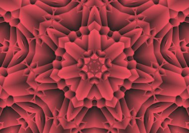 Dijital illüstrasyon, geometrik soyut renkli kaleydoskop simetrik desen ve gradyan etkisi. Klasik güzel dekoratif arkaplan