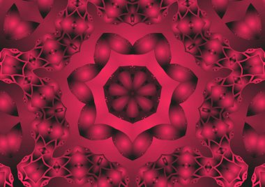 Dijital illüstrasyon, geometrik soyut renkli kaleydoskop simetrik desen ve gradyan etkisi. Klasik güzel dekoratif arkaplan