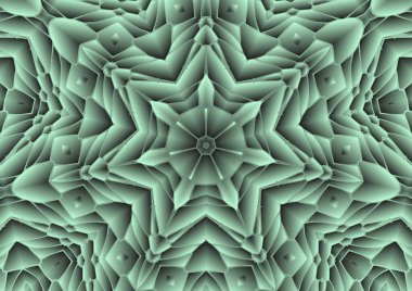 Dijital illüstrasyon, geometrik soyut renkli kaleydoskop simetrik desen ve gradyan etkisi. Klasik güzel dekoratif arkaplan