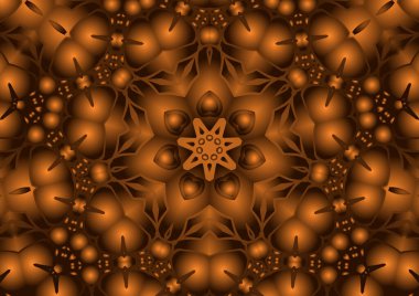 Dijital illüstrasyon, geometrik soyut renkli kaleydoskop simetrik desen ve gradyan etkisi. Klasik güzel dekoratif arkaplan