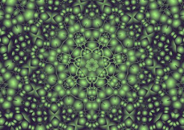 Dijital illüstrasyon, geometrik soyut renkli kaleydoskop simetrik desen ve gradyan etkisi. Klasik güzel dekoratif arkaplan