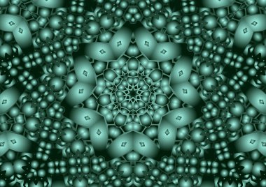 Dijital illüstrasyon, geometrik soyut renkli kaleydoskop simetrik desen ve gradyan etkisi. Klasik güzel dekoratif arkaplan