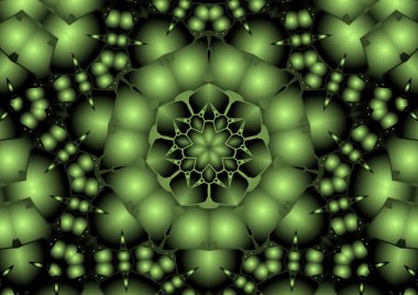 Dijital illüstrasyon, geometrik soyut renkli kaleydoskop simetrik desen ve gradyan etkisi. Klasik güzel dekoratif arkaplan