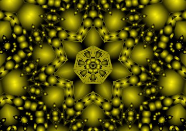 Dijital illüstrasyon, geometrik soyut renkli kaleydoskop simetrik desen ve gradyan etkisi. Klasik güzel dekoratif arkaplan