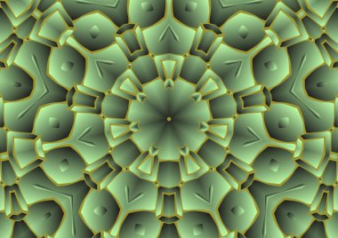 Dijital illüstrasyon, geometrik soyut renkli kaleydoskop simetrik desen ve gradyan etkisi. Klasik güzel dekoratif arkaplan