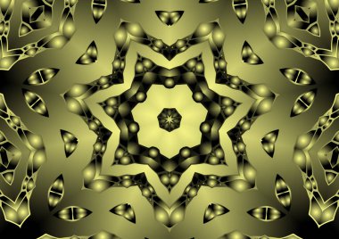 Dijital illüstrasyon, geometrik soyut renkli kaleydoskop simetrik desen ve gradyan etkisi. Klasik güzel dekoratif arkaplan