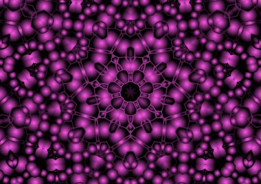 Dijital illüstrasyon, geometrik soyut renkli kaleydoskop simetrik desen ve gradyan etkisi. Klasik güzel dekoratif arkaplan