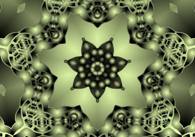 Dijital illüstrasyon, geometrik soyut renkli kaleydoskop simetrik desen ve gradyan etkisi. Klasik güzel dekoratif arkaplan