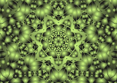 Dijital illüstrasyon, geometrik soyut renkli kaleydoskop simetrik desen ve gradyan etkisi. Klasik güzel dekoratif arkaplan