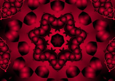 Dijital illüstrasyon, geometrik soyut renkli kaleydoskop simetrik desen ve gradyan etkisi. Klasik güzel dekoratif arkaplan