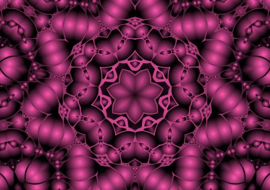 Dijital illüstrasyon, geometrik soyut renkli kaleydoskop simetrik desen ve gradyan etkisi. Klasik güzel dekoratif arkaplan