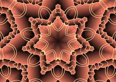 Dijital illüstrasyon, geometrik soyut renkli kaleydoskop simetrik desen ve gradyan etkisi. Klasik güzel dekoratif arkaplan