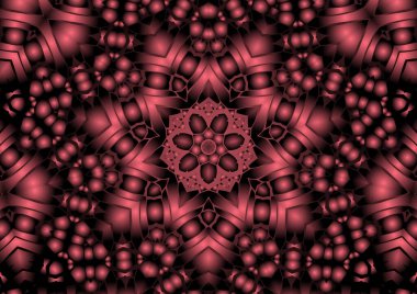 Dijital illüstrasyon, geometrik soyut renkli kaleydoskop simetrik desen ve gradyan etkisi. Klasik güzel dekoratif arkaplan