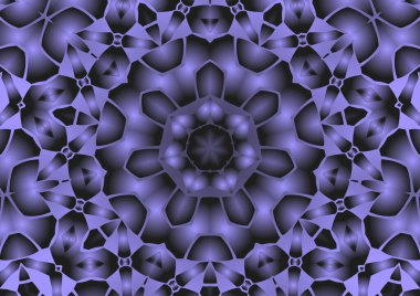 Dijital illüstrasyon, geometrik soyut renkli kaleydoskop simetrik desen ve gradyan etkisi. Klasik güzel dekoratif arkaplan