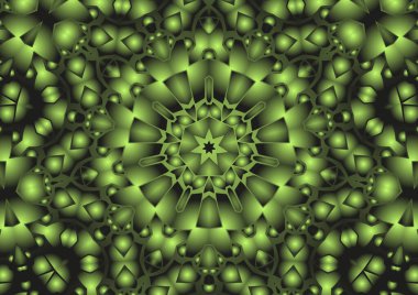 Dijital illüstrasyon, geometrik soyut renkli kaleydoskop simetrik desen ve gradyan etkisi. Klasik güzel dekoratif arkaplan