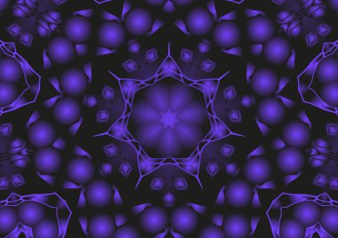 Dijital illüstrasyon, geometrik soyut renkli kaleydoskop simetrik desen ve gradyan etkisi. Klasik güzel dekoratif arkaplan