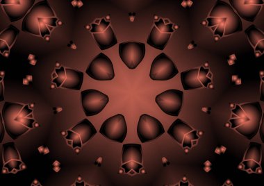 Dijital illüstrasyon, geometrik soyut renkli kaleydoskop simetrik desen ve gradyan etkisi. Klasik güzel dekoratif arkaplan