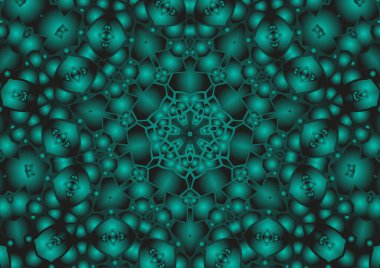 Dijital illüstrasyon, geometrik soyut renkli kaleydoskop simetrik desen ve gradyan etkisi. Klasik güzel dekoratif arkaplan