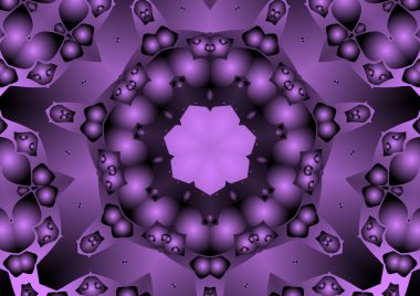 Dijital illüstrasyon, geometrik soyut renkli kaleydoskop simetrik desen ve gradyan etkisi. Klasik güzel dekoratif arkaplan