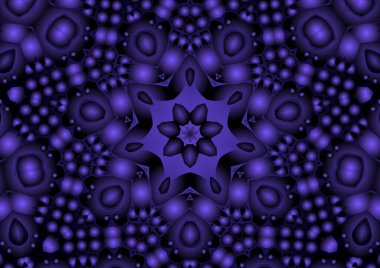 Dijital illüstrasyon, geometrik soyut renkli kaleydoskop simetrik desen ve gradyan etkisi. Klasik güzel dekoratif arkaplan