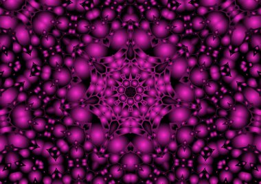 Dijital illüstrasyon, geometrik soyut renkli kaleydoskop simetrik desen ve gradyan etkisi. Klasik güzel dekoratif arkaplan