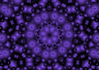 Dijital illüstrasyon, geometrik soyut renkli kaleydoskop simetrik desen ve gradyan etkisi. Klasik güzel dekoratif arkaplan