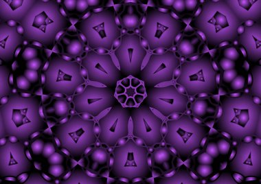 Dijital illüstrasyon, geometrik soyut renkli kaleydoskop simetrik desen ve gradyan etkisi. Klasik güzel dekoratif arkaplan