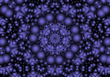 Dijital illüstrasyon, geometrik soyut renkli kaleydoskop simetrik desen ve gradyan etkisi. Klasik güzel dekoratif arkaplan