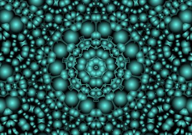 Dijital illüstrasyon, geometrik soyut renkli kaleydoskop simetrik desen ve gradyan etkisi. Klasik güzel dekoratif arkaplan