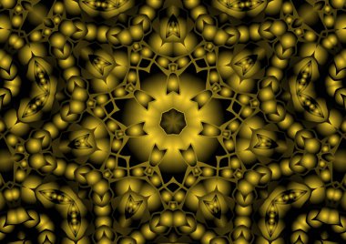 Dijital illüstrasyon, geometrik soyut renkli kaleydoskop simetrik desen ve gradyan etkisi. Klasik güzel dekoratif arkaplan