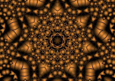 Dijital illüstrasyon, geometrik soyut renkli kaleydoskop simetrik desen ve gradyan etkisi. Klasik güzel dekoratif arkaplan