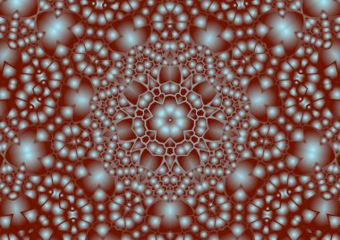 Dijital illüstrasyon, geometrik soyut renkli kaleydoskop simetrik desen ve gradyan etkisi. Klasik güzel dekoratif arkaplan