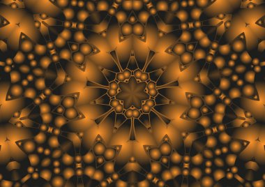 Dijital illüstrasyon, geometrik soyut renkli kaleydoskop simetrik desen ve gradyan etkisi. Klasik güzel dekoratif arkaplan