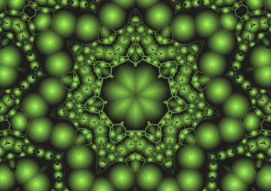 Dijital illüstrasyon, geometrik soyut renkli kaleydoskop simetrik desen ve gradyan etkisi. Klasik güzel dekoratif arkaplan