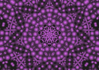 Dijital illüstrasyon, geometrik soyut renkli kaleydoskop simetrik desen ve gradyan etkisi. Klasik güzel dekoratif pembe arkaplan