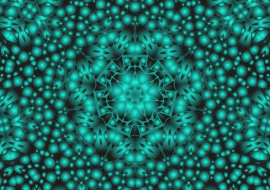 Dijital illüstrasyon, geometrik soyut renkli kaleydoskop simetrik desen ve gradyan etkisi. Klasik güzel dekoratif arkaplan