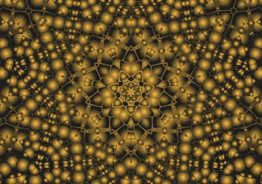 Dijital illüstrasyon, geometrik soyut renkli kaleydoskop simetrik desen ve gradyan etkisi. Klasik güzel dekoratif arkaplan