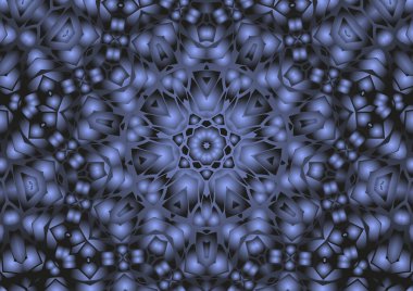 Dijital illüstrasyon, geometrik soyut renkli kaleydoskop simetrik desen ve gradyan etkisi. Klasik güzel dekoratif arkaplan