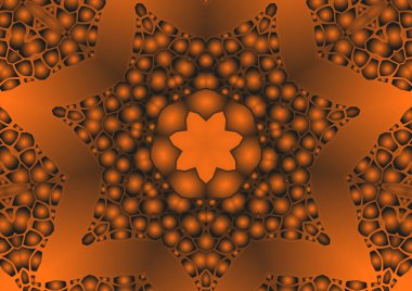 Dijital illüstrasyon, geometrik soyut renkli kaleydoskop simetrik desen ve gradyan etkisi. Klasik güzel dekoratif arkaplan