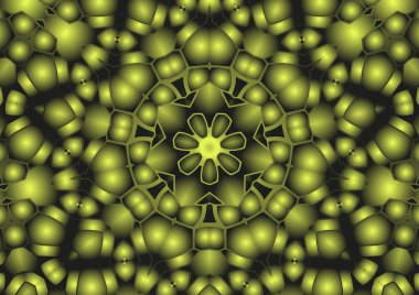 Dijital illüstrasyon, geometrik soyut renkli kaleydoskop simetrik desen ve gradyan etkisi. Klasik güzel dekoratif arkaplan