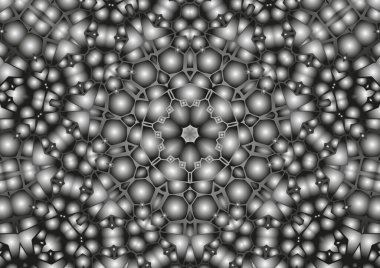 Dijital illüstrasyon, geometrik soyut kaleydoskop simetrik desen ve gradyan etkisi. Klasik güzel dekoratif arkaplan